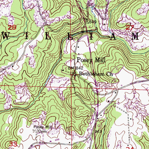 Topographic Map of Bethlehem Church, AL