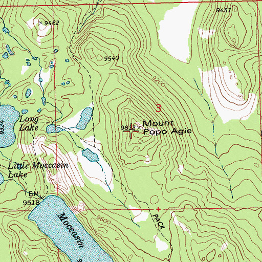 Topographic Map of Moccasin Lake, WY