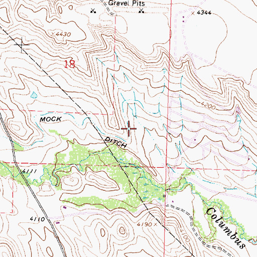 Topographic Map of Mock Ditch, WY
