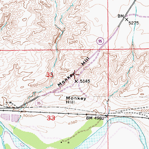 Topographic Map of Monkey Hill, WY