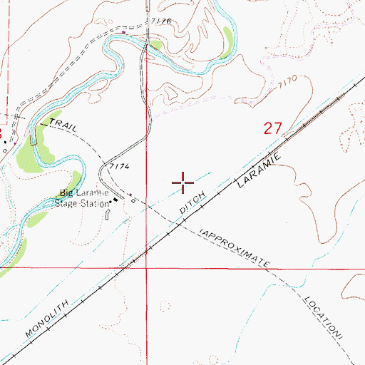 Topographic Map of Monolith Ditch, WY