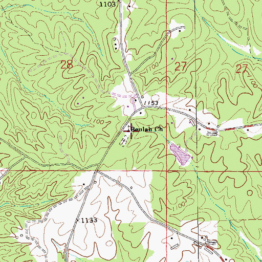 Topographic Map of Beulah Church, AL