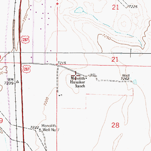 Topographic Map of Monolith Hunziker Ranch, WY