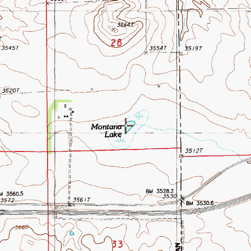 Topographic Map of Montana Lake, WY