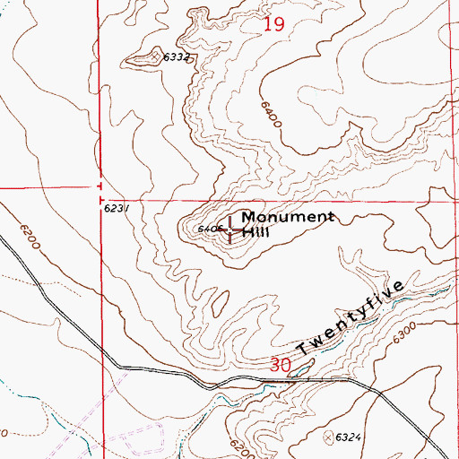 Topographic Map of Monument Hill, WY