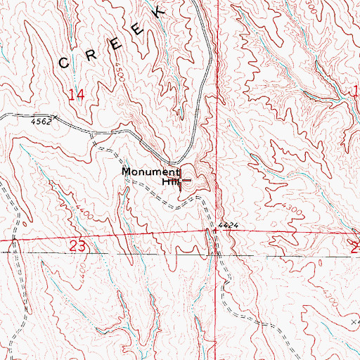 Topographic Map of Monument Hill, WY