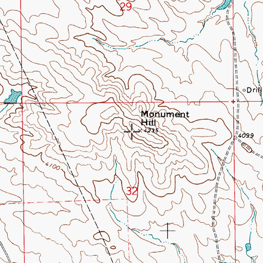 Topographic Map of Monument Hill, WY