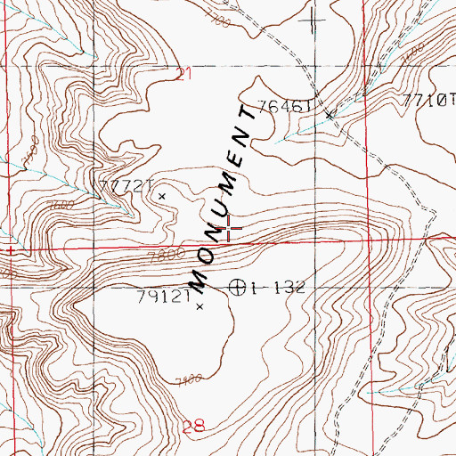 Topographic Map of Monument Ridge, WY