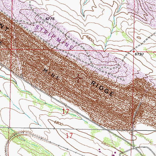 Topographic Map of Monument Ridge, WY