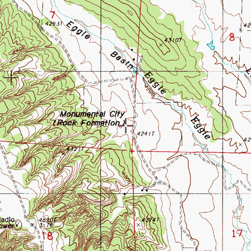 Topographic Map of Monumental City, WY