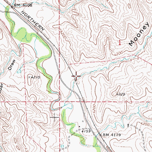 Topographic Map of Mooney Draw, WY