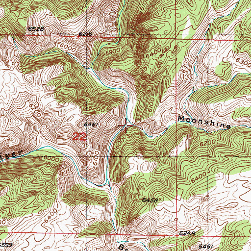 Topographic Map of Moonshine Gulch, WY