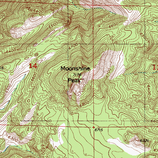 Topographic Map of Moonshine Peak, WY