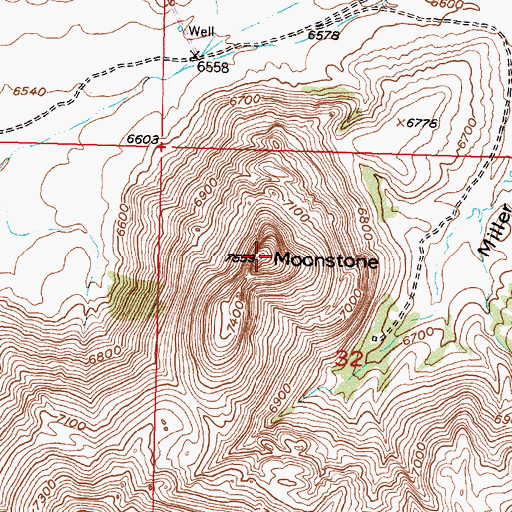 Topographic Map of Moonstone, WY
