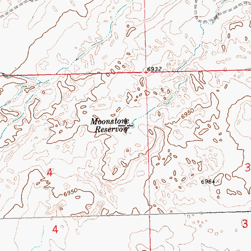 Topographic Map of Moonstone Reservoir, WY