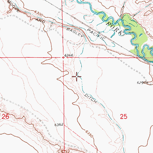 Topographic Map of Moore and Bagley Ditch, WY