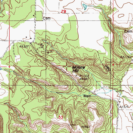 Topographic Map of Moore Hill, WY