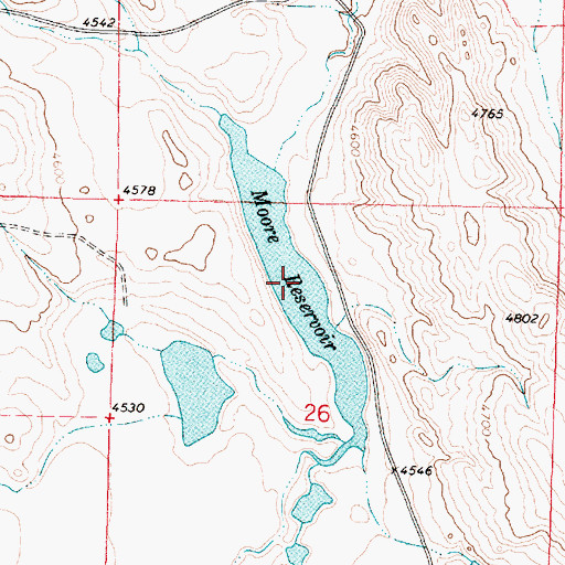 Topographic Map of Moore Reservoir, WY