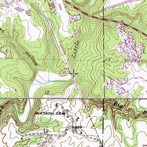 Topographic Map of Big Branch, AL