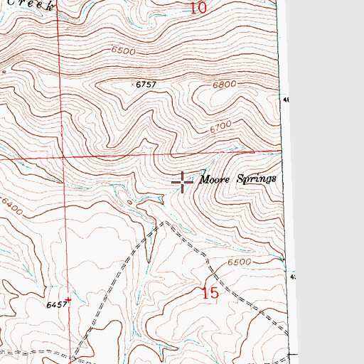 Topographic Map of Moore Springs, WY