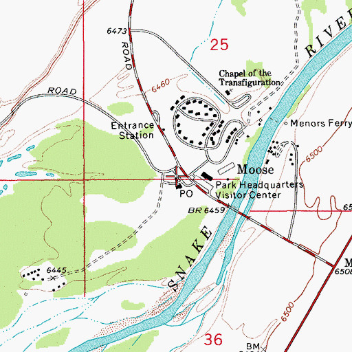 Topographic Map of Moose, WY