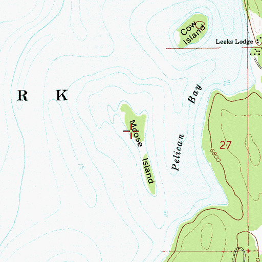 Topographic Map of Moose Island, WY