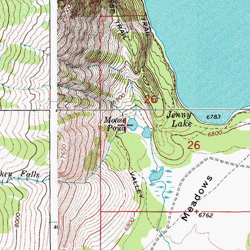 Topographic Map of Moose Pond, WY