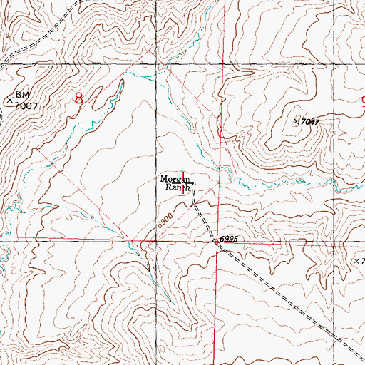 Topographic Map of Morgan Ranch, WY