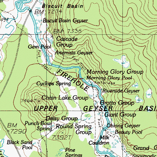 Topographic Map of Morning Glory Pool, WY