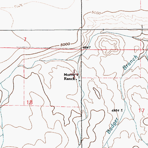 Topographic Map of Morrie Ranch, WY