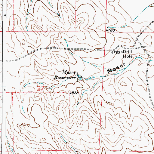 Topographic Map of Moser Reservoir, WY