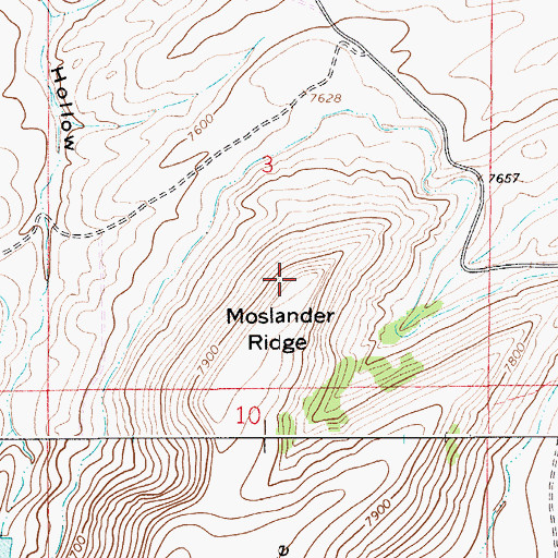 Topographic Map of Moslander Ridge, WY