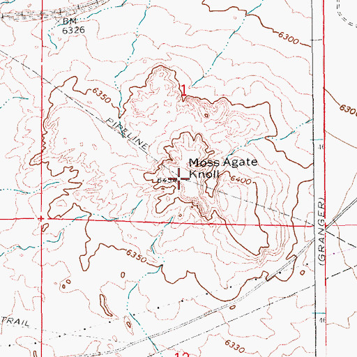 Topographic Map of Moss Agate Knoll, WY