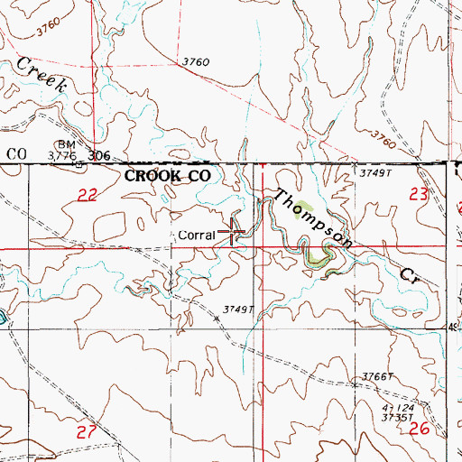 Topographic Map of Moulton Creek, WY
