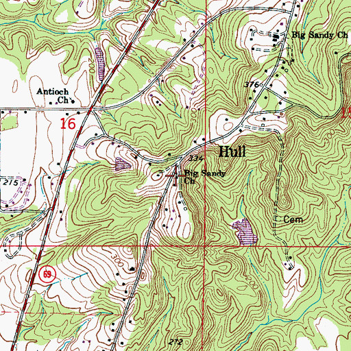 Topographic Map of Big Sandy Church, AL