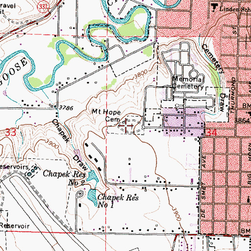 Topographic Map of Mount Hope Cemetery, WY
