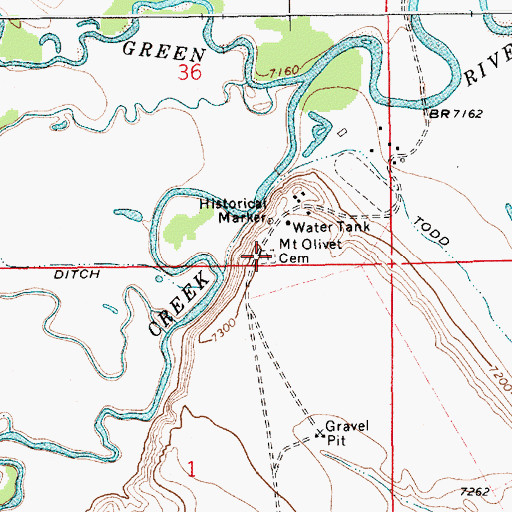 Topographic Map of Daniel Cemetery, WY