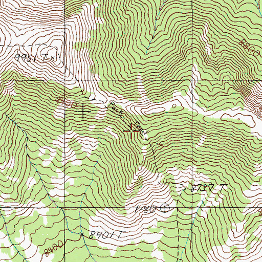 Topographic Map of Mount Washburn Spur Trail, WY
