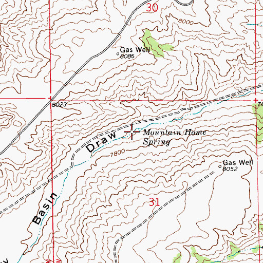 Topographic Map of Mountain Home Spring, WY