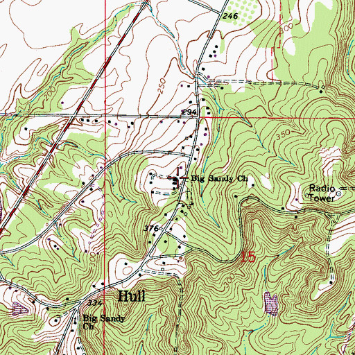 Topographic Map of Big Sandy Baptist Church, AL