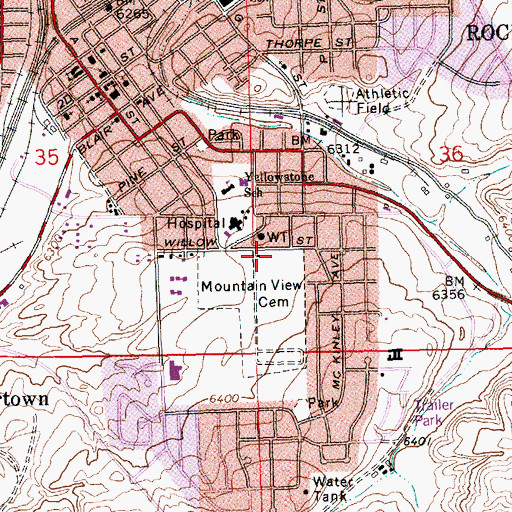 Topographic Map of Rock Springs Cemetery, WY