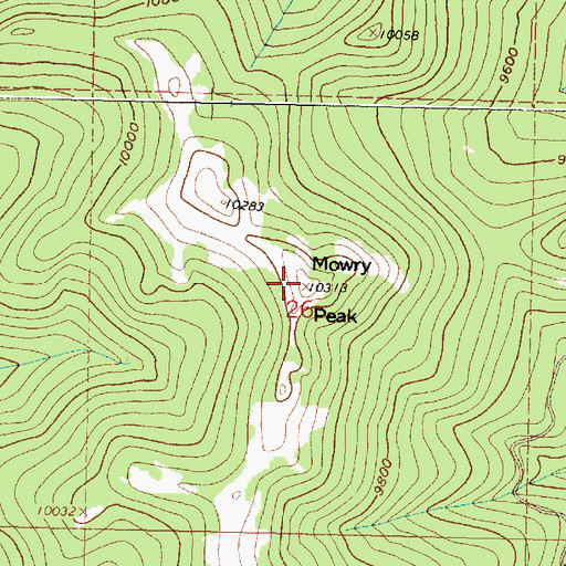 Topographic Map of Mowry Peak, WY