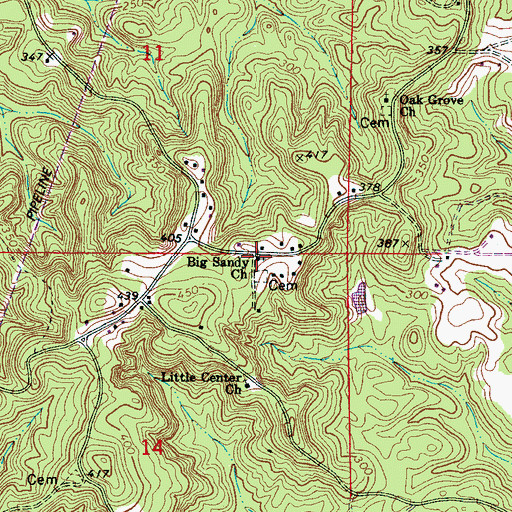 Topographic Map of Big Sandy United Methodist Church, AL