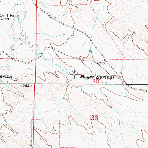 Topographic Map of Moyer Springs, WY