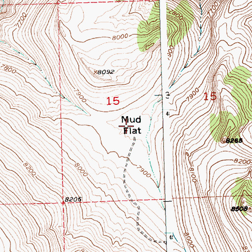 Topographic Map of Mud Flat, WY