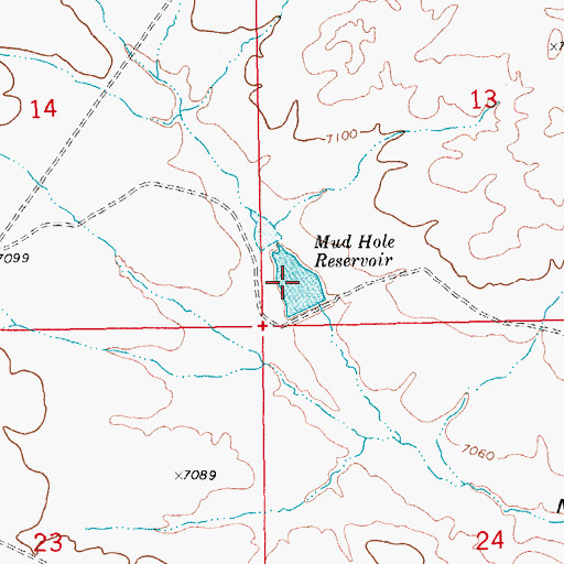 Topographic Map of Mud Hole Reservoir, WY