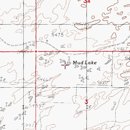 Topographic Map of Mud Lake, WY