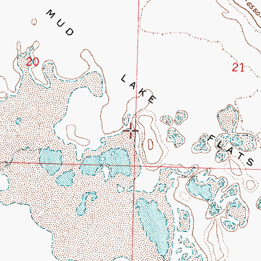 Topographic Map of Mud Lake Flats, WY