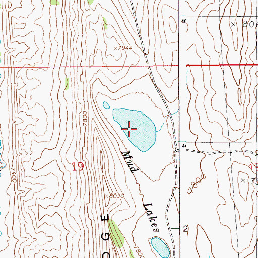 Topographic Map of Mud Lakes, WY