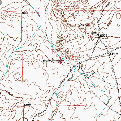 Topographic Map of Mud Spring, WY